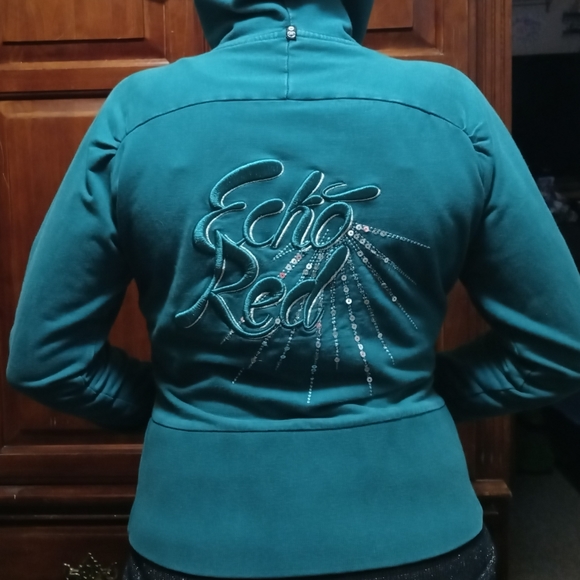 Echo Red hoodie in turquoise - Picture 1 of 10